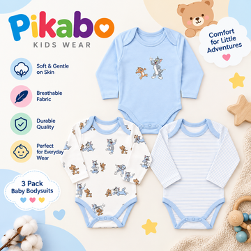 Pack of 3 Baby Full Sleeve Bodysuits – Tom & Jerry Collection