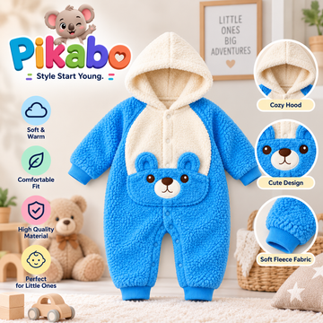 Baby Teddy Bear Hooded Fleece Romper – Soft & Warm