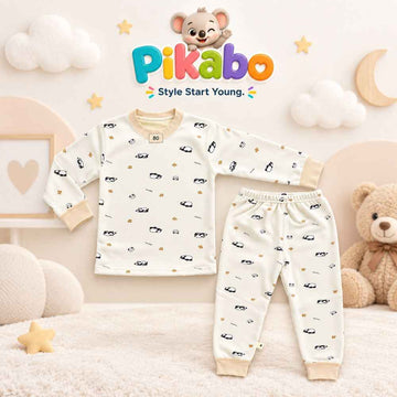 Pikabo Panda Print Kids Winter Sleep Suit – Full Sleeve Pajama Set