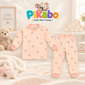 Pikabo Blue Car Print Kids Winter Sleep Suit – Full Sleeve Pajama Set